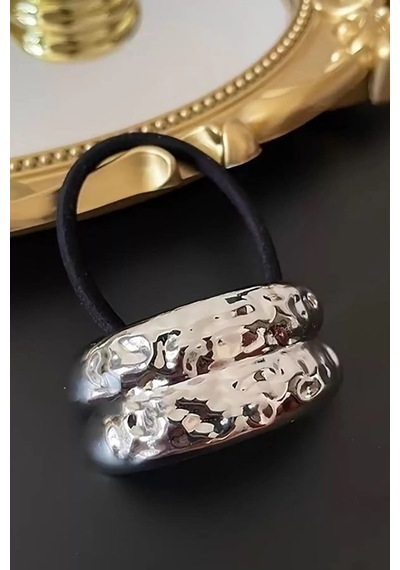 Caş Dekorasyon Gümüş Renk Lastikli Metal Detaylı Toka