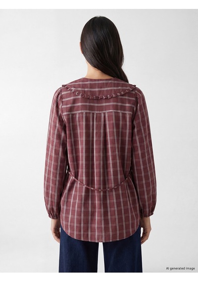 Lcw Everyday Bordo Ekose Modal Karışımlı Kadın Gömlek Tunik