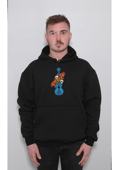 Guitar Gitar Remember Me Skull Kuru Kafa Flowers Sweatshirt Unisex Kapüşonlu Hoodie 001