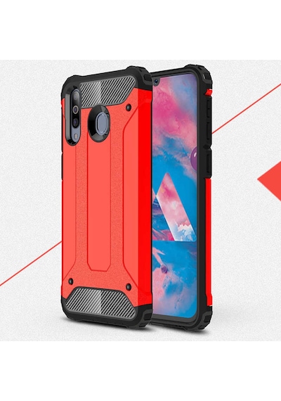 Ekılıf - Samsung Galaxy M30 Uyumlu Kılıf Çift Katman Zırh Tank Crash Military Kapak - Siyah