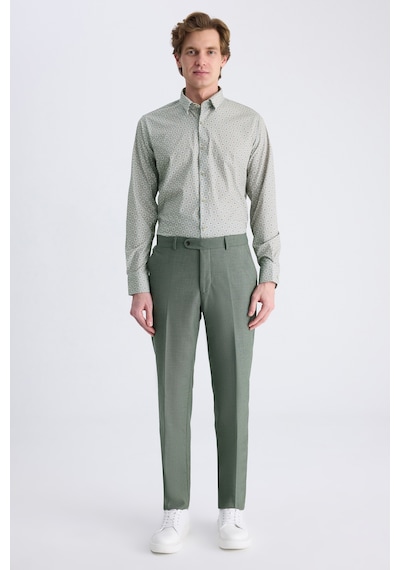 D's Damat Ds Damat Slim Fit Yeşil Armürlü Kumaş Pantolon 2hf03kv303200 401