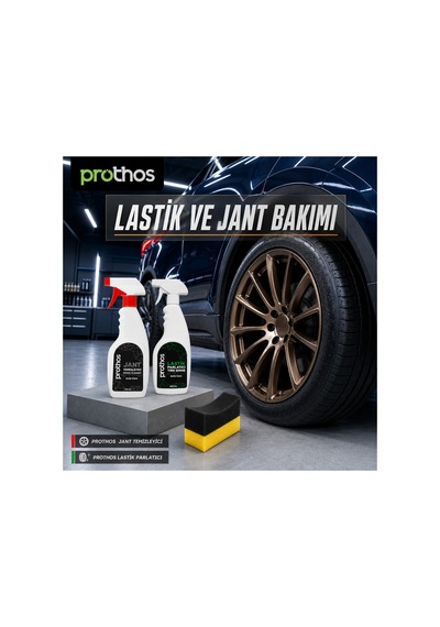 Lastik Ve Jant Bakım Seti 3 Parça 500 Ml Jant Temizleyici, Lastik Parlatıcı Ve Sünger