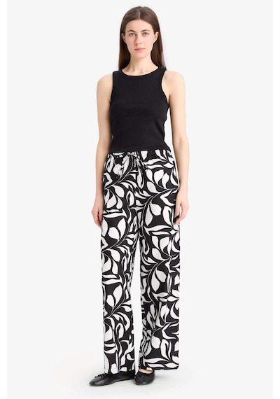 DeFacto Wide Leg Poplin Kumaş Palazzo Pantolon Yüksek Bel Uzun Boy Geniş Paça E9907AX25SMBK81