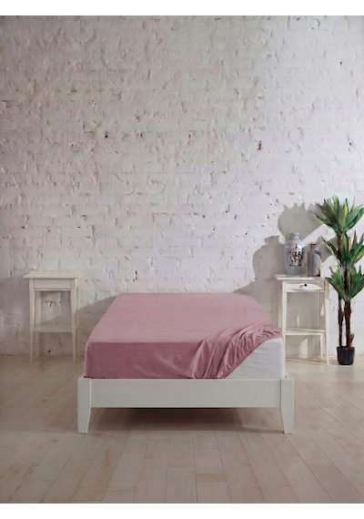 Tek Kişilik Pamuklu Lastikli Çarşaf, Ranforce Tek Kişilik Fitted Çarşaf 100x200+20 Cm Açık Pembe