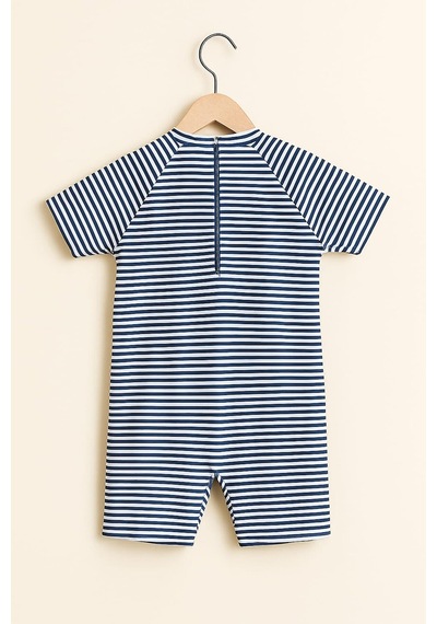 My Kids Wear Erkek Çocuk Çizgi Desenli Fermuarlı Boneli Mayo Takımı 11902 Lacivert