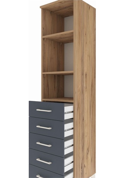 Hyperion Dolap 3 Raflı 5 Çekmeceli 44x44x195 Çam-antrasit Çam