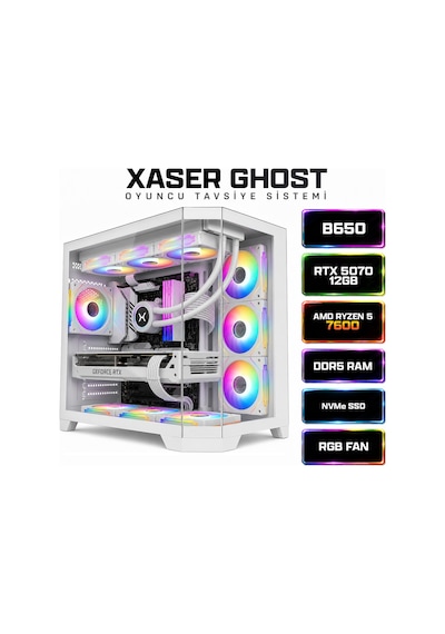 Xaser Ghost X280 Ryzen 5 7600 16gb Ram 512gb M.2 Nvme Ssd 12gb Rtx5070 Sıvı Soğutmalı Oyuncu Bilgisayarı Diğer
