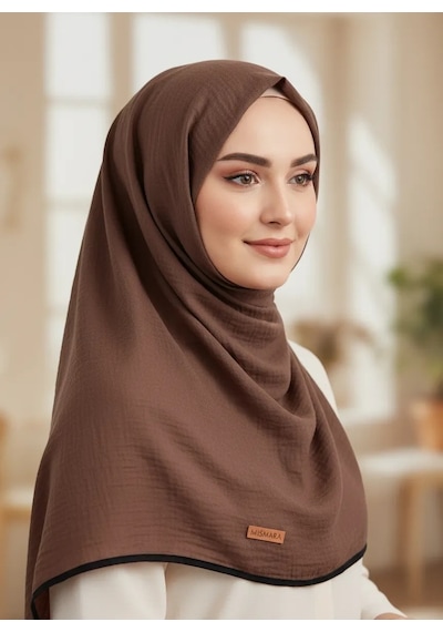 Mismara Müslin Biyeli Eşarp Mocha