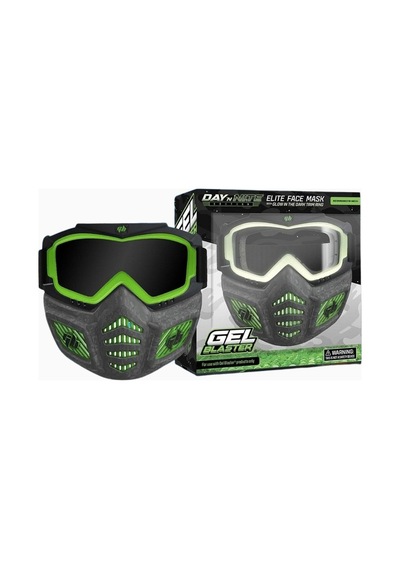 Gel Blaster Elite Glow Trim Işıklı Tam Yüz Koruyucu Maske Gri-yeşil