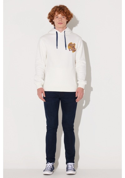 Lee Regular Fit Normal Kesim Kırık Beyaz Erkek Kapüşonlu Sweatshirt L232273102 Beyaz