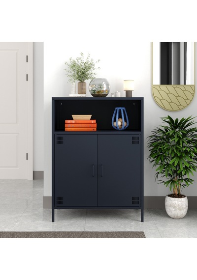 Pera Metal Dolap 2 Kapılı, Açık Raflı 80,50 X 40 X 109,50 Cm - 9 Renk Seçeneği Bulunmaktadır Ral 7016 Antrasit