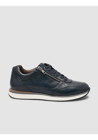 Cabani %100 Hakiki Deri Lacivert Bağcıklı Ve Fermuarlı Erkek Sneaker Lacivert