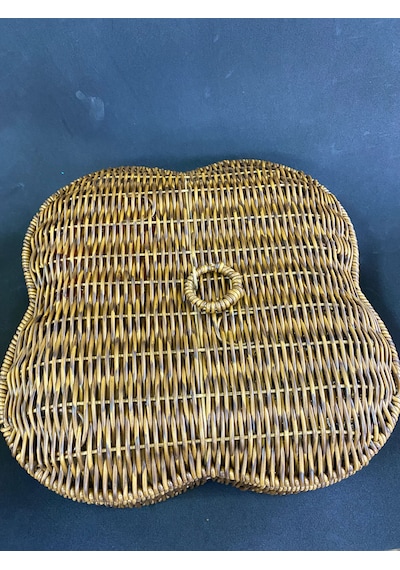 Sentetik Rattan Kapaklı Bölmeli 4 Lü Çerezlik Meyvelik 30 30 8,5 Kahverengi