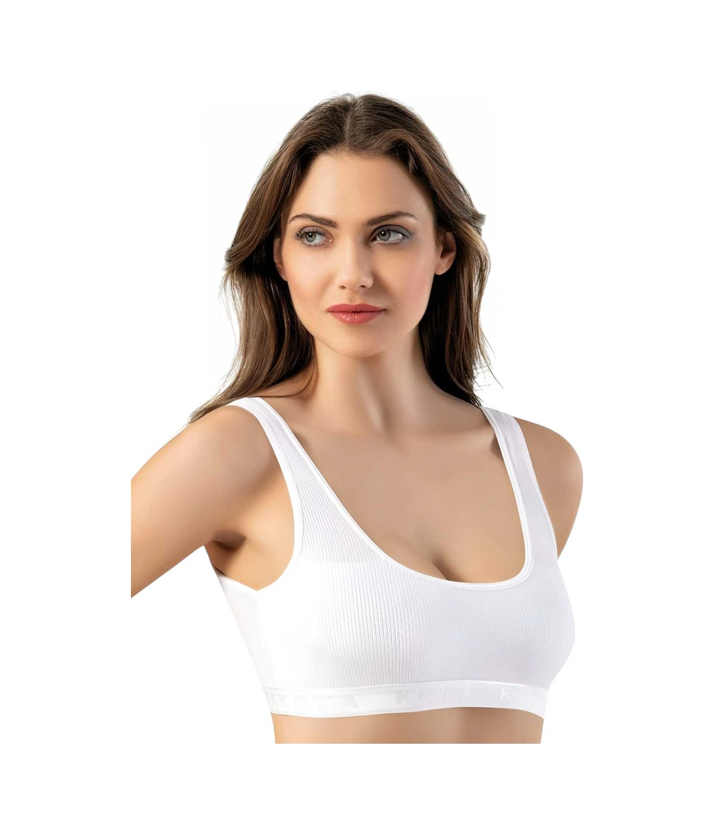 Tezzgelsin Kadın 3'lü Geniş Askılı Penye Kaşkorse Kumaş Pedli Crop Büstiyer Sütyen Beyaz