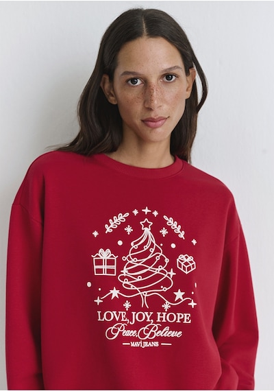Mavi - Yılbaşı Temalı Kırmızı Sweatshirt 1s10507-70390 Kırmızı