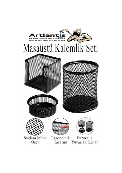 Siyah Metal Evrak Rafı 3 Lü Ve Masaüstü Kalemlik 3 Lü 1 Paket Masaüstü A4 Dosya 3 Katlı Düzenleyici Kağıt Tepsisi
