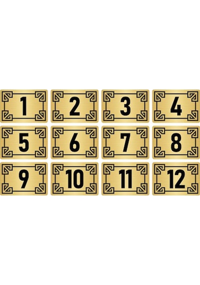 Metal Kapı Masa Dolap Numara Levhası 10x15cm Altın Renk 12 Adet (1…12)