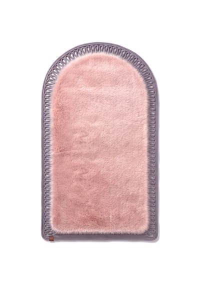 Mihraplı Peluş Seccade 75x130 Cm Süet Taban Yıkanabilir Yumuşak Namaz Halısı Pembe & Gri