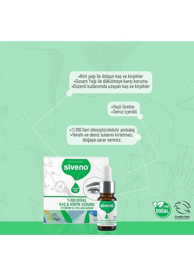 %100 Doğal Kaş Ve Kirpik Serumu Bitkisel Yoğunlaştırıcı Canlandırıcı Yoğun Bakım Yağı Vegan 10 Ml