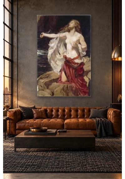 Fida Herbert Draper Kayalıkta Ariadne Canvas Tablo Çok Renkli