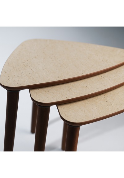 Eg Home Tokyo 3'lü Zigon Sehpa %100 Mdf Traverten