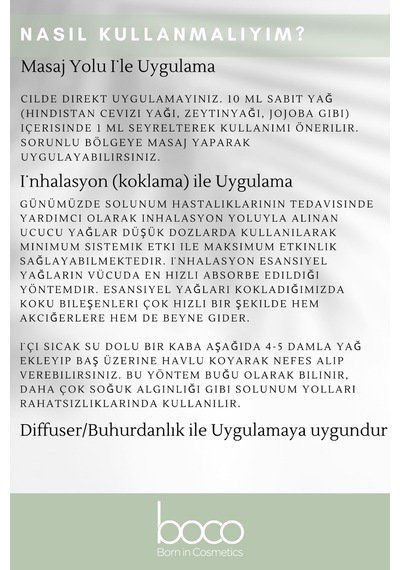 Boco Born In Cosmetics Biberiye + Çay Ağacı %100 Saf Uçucu Yağı 2 x 10 ML