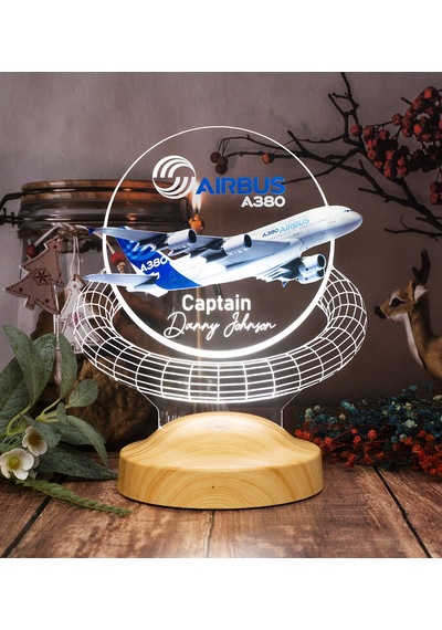 Airbus A380 Yolcu Uçağı Renkli Baskılı Kişiye Özel 3d Led Lamba,