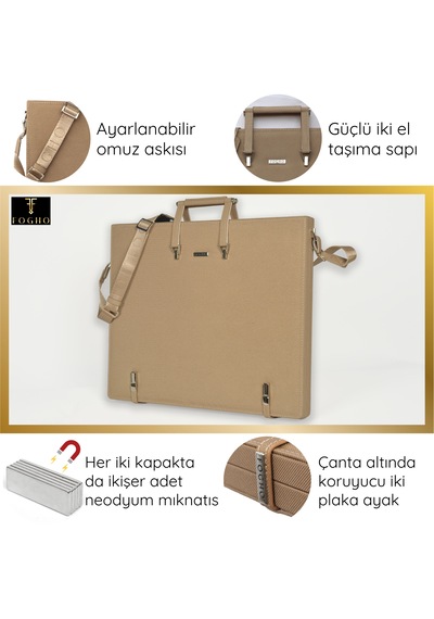 Fogho A3 Boy Vizon Lüks Proje Çizim Çantası - Deri Sanat Çantası