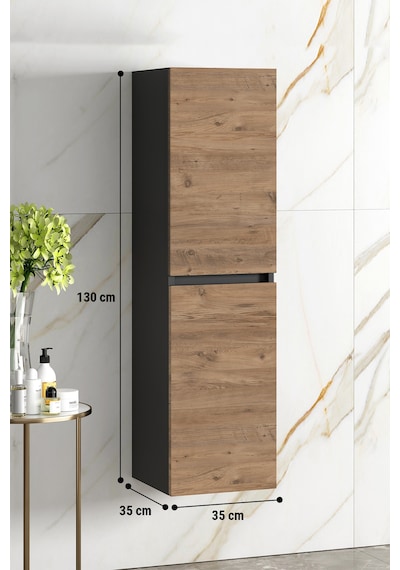 Yıldız 35 130 Cm Antrasit Gri Mat-Atlantik Çam Mdf Asma Banyo Boy Antrasit - Atlantik Çam