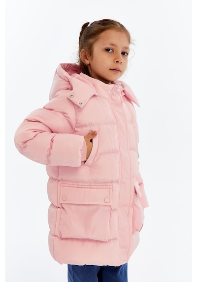 Benitto Kids Kız Çocuk Kalın Kışlık Kapüşonlu Kaban 51349 Pembe