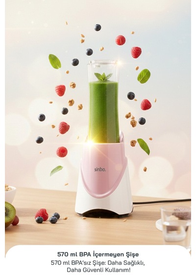 Sinbo Shb-7508 300w Smoothie Blender Paslanmaz Çelik Bıçaklı 570 Ml Tritan Sporcu Matarası-pembe