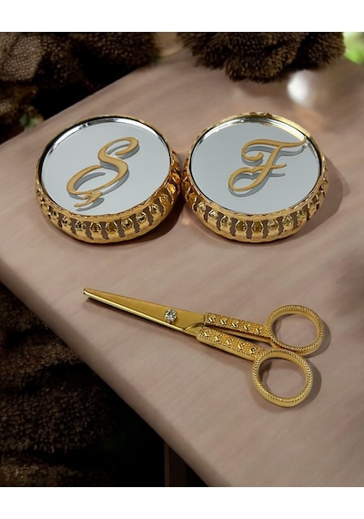 Sereno Gold Aynalı Yükselti Ve Söz Makası Seti Krem Krem