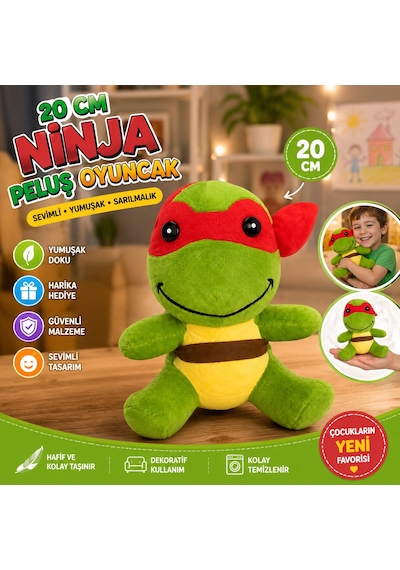 20 Cm Ninja Peluş Oyuncak Yumuşak Dokulu Sevimli Kaplumbağa Peluş Çok Renkli