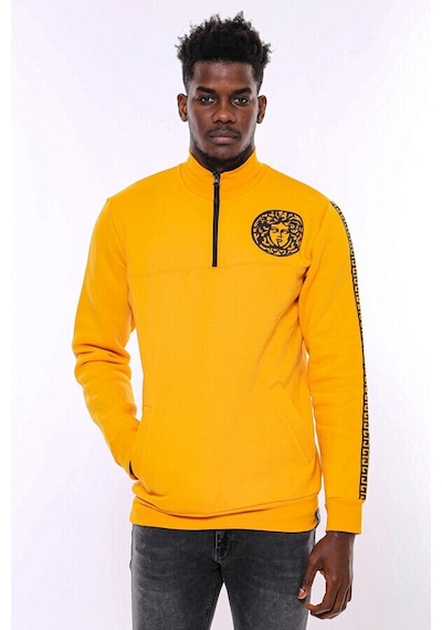 Wessi Sarı Fermuarlı Baskılı Sweatshirt Sarı