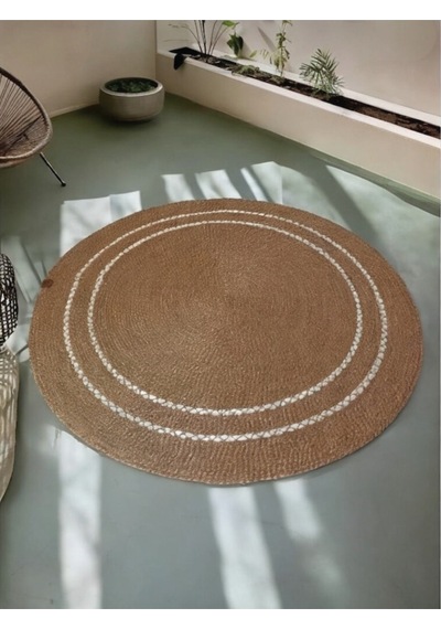 Yuvarlak Dekoratif Çeyizlik Kilim 100 Cm - Leke Tutmaz -kolay Temizlenebilir Kahverengi