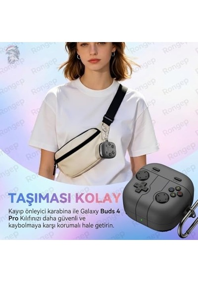 Galaxy Buds 4 Pro/buds 4 İçin Kılıf Darbe Emici Köşe Korumalı Galaxy Buds4 Kulaklık Kılıfı Yumuşak Dokulu Oyun Konsolu Görünümlü Buds 4 Pro Kılıf Koyu Gri