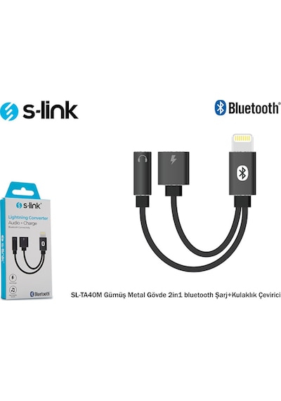 S-Link Sl-Ta40M Gri Metal 2In1 Bluetooth Şarj+Kulaklık Çevirici