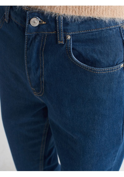 Dilvin 71731 Rins Yıkama Stright Denim Pantolon Mavi