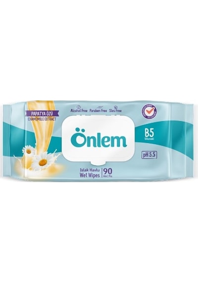 Önlem Islak Havlu Mendil 90 Yaprak Papatya Özü (9 Lu Set) Plastik