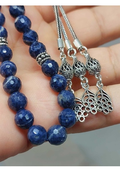 Yaşamtohumu Safir Taşı Faset Kesim 33'lük Tesbih 7 MM Gümüş 51312