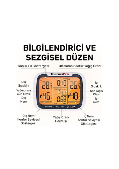 Tr Tp270 3 Dış Sensörlü Kablosuz İç Ve Dış Mekan Termometre, 183m Menzilli 4 Kanallı Dijital Nem Ölçer Ve Hav