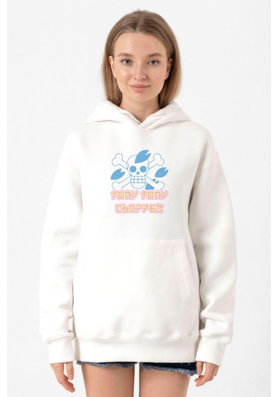 One Piece Anime Tony Tony Chopper Jolly Roger Beyaz Kadın 3ip Kapşonlu Sweatshirt Beyaz