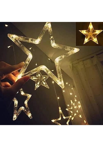 2x1m Eklemeli Gün Işığı 12 Sarkıt Yıldız Led - 8 Modlu Yıldız Led Dekor Led Süsleme Led Yılbaşı Led Gün Işığı