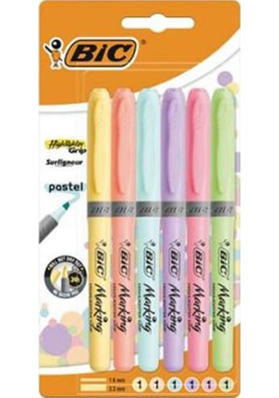Bic Marking Fosforlu Kalem Pastel 6'Lı