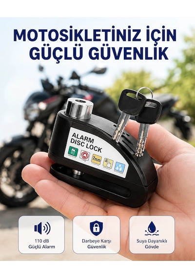 Taşınabilir Alarm Disk Kilidi Motosiklet Scooter Bisiklet Güvenlik Yeni Nesil Najmaddin