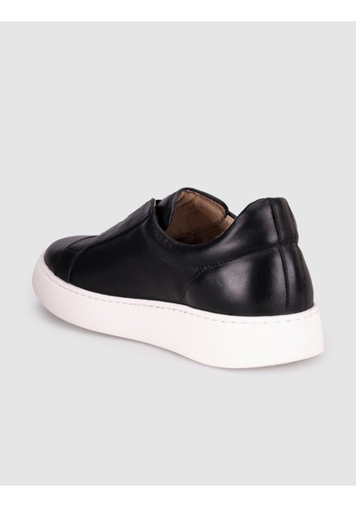 Siyah Hakiki Deri Kadın Sneaker Ayakkabı