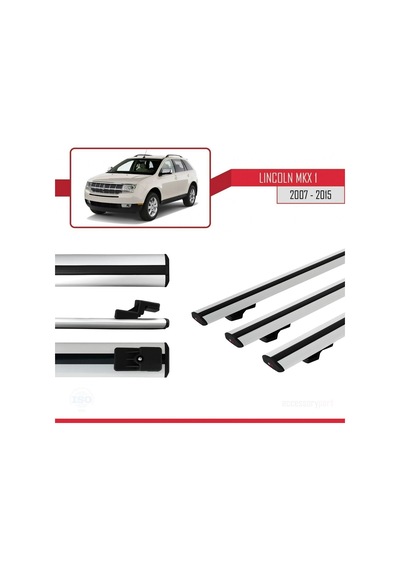 Lincoln Mkx 2007-2015 Arası İle Uyumlu Basic Model Ara Atkı Tavan Barı Gri 3 Adet