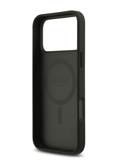 Apple Uyumlu iPhone 17 Pro Max Kılıf Guess Lisanslı M-safeli Yazı Logolu Circle Classic Kapak Siyah Siyah