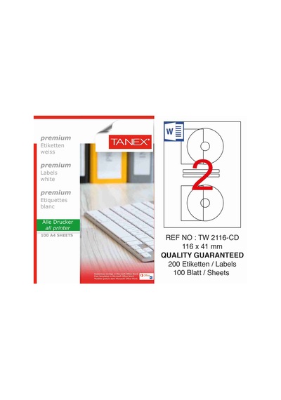 Tanex Tw-2116 - 116 X 41 MM Laser Etiket 100 Adet