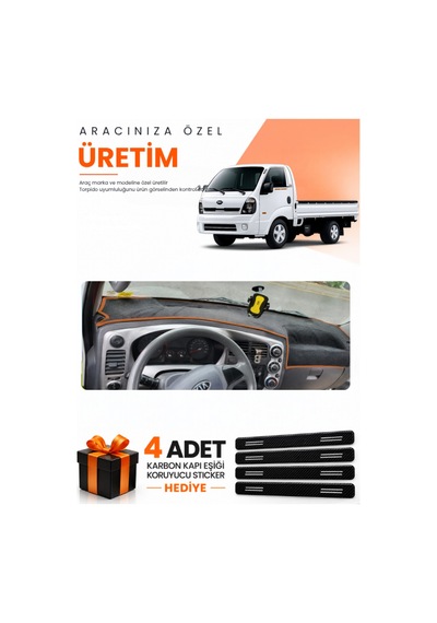Kia Bongo 2004-2019 Uyumlu Torpido Koruma Örtüsü Oto Kılıfı - Siyah Kahverengi